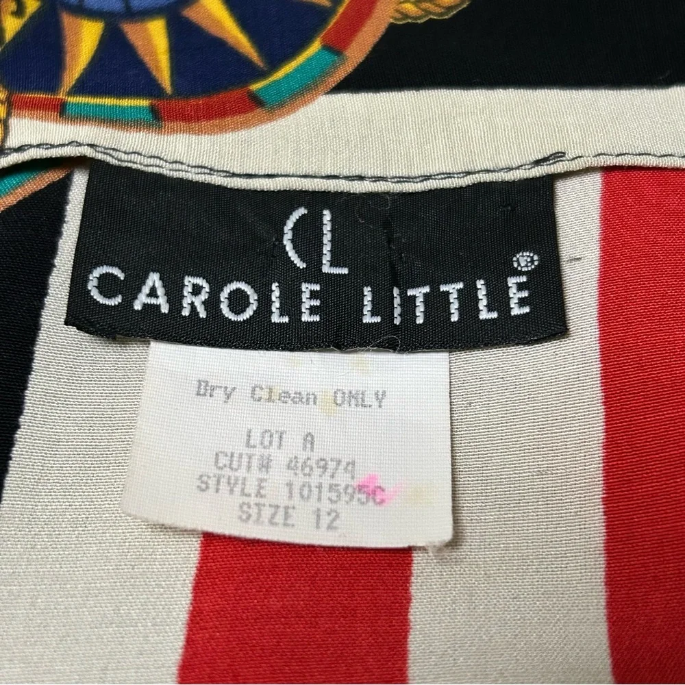 Carole Little Black Multicolor Blouse Nautical Vintage Dolman Sleeves Sz 12 - Picture 2 of 10